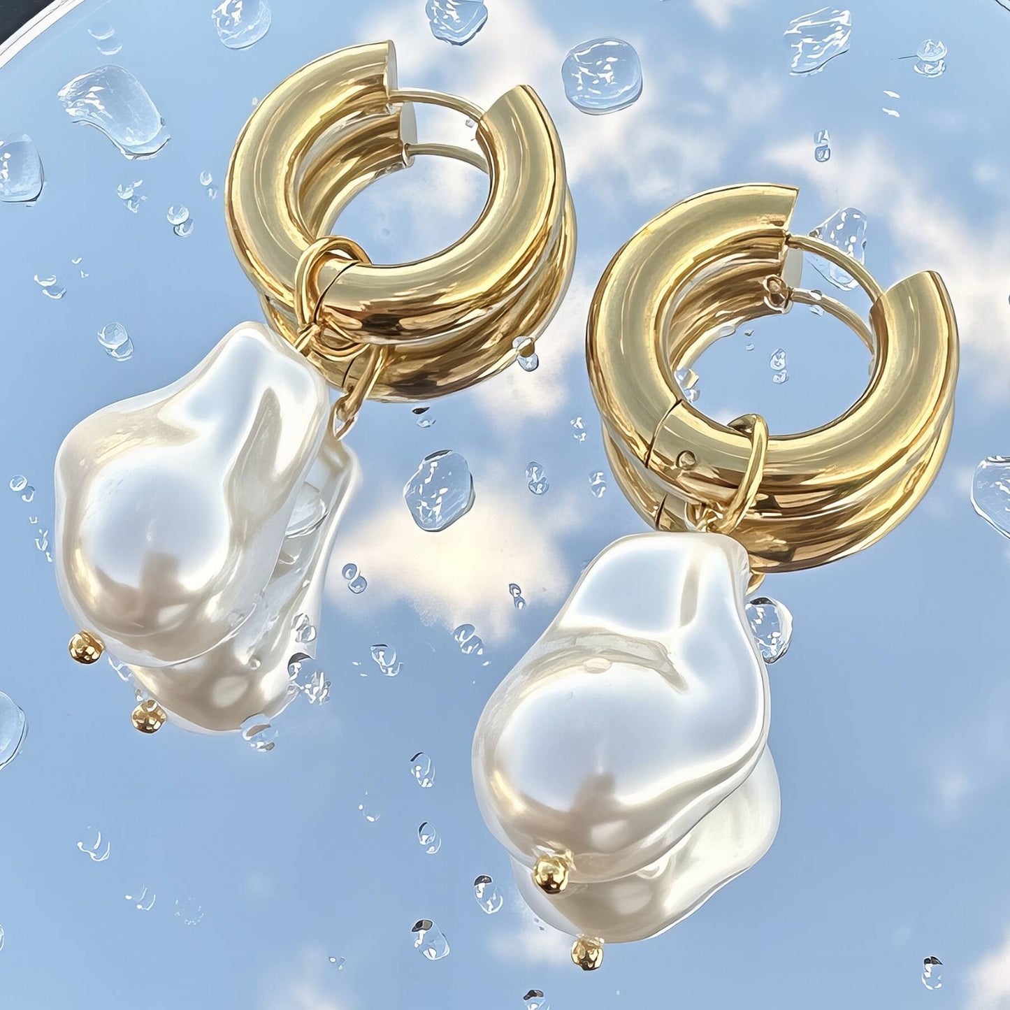 Amara Baroque Pearl Hoop Earrings