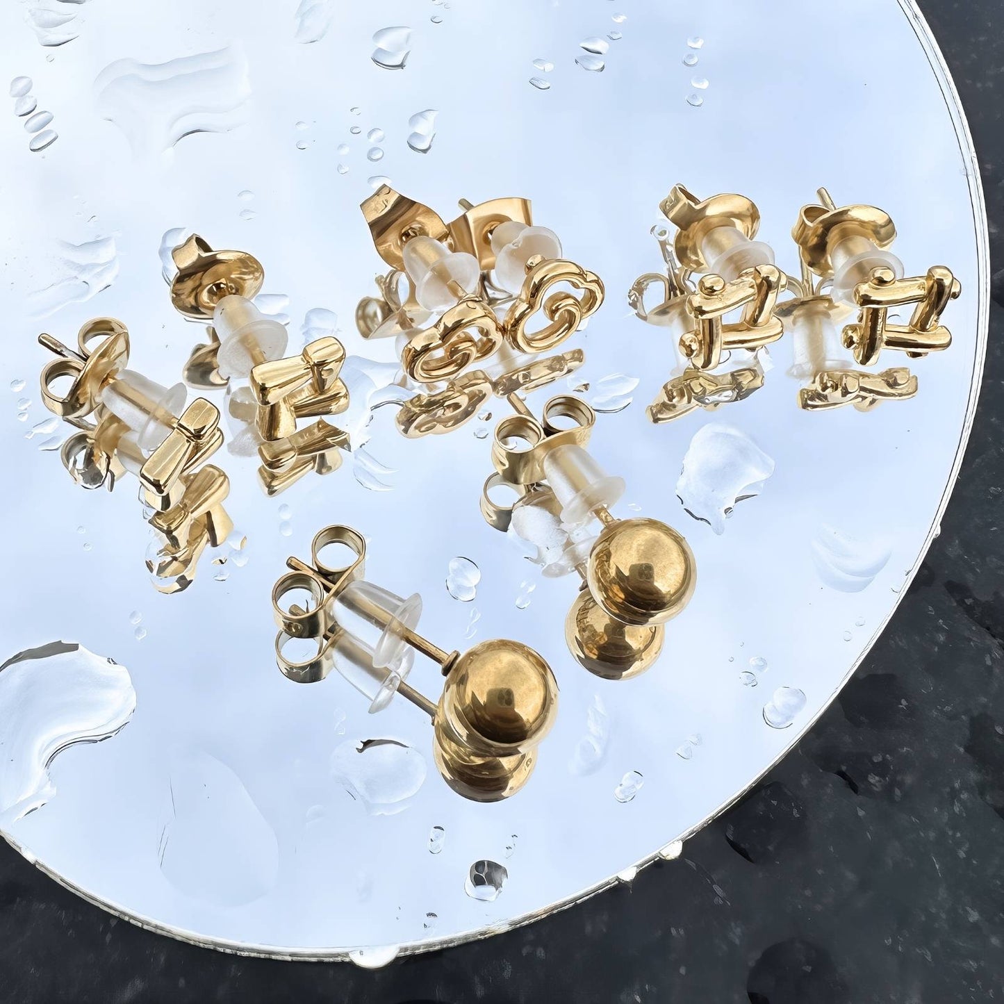 Golden Hashtag Luxe Studs