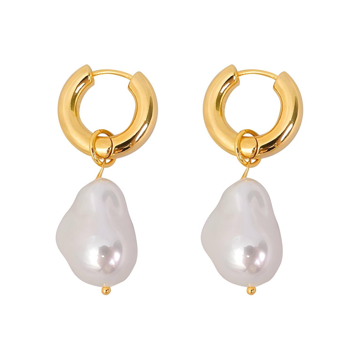 Amara Baroque Pearl Hoop Earrings
