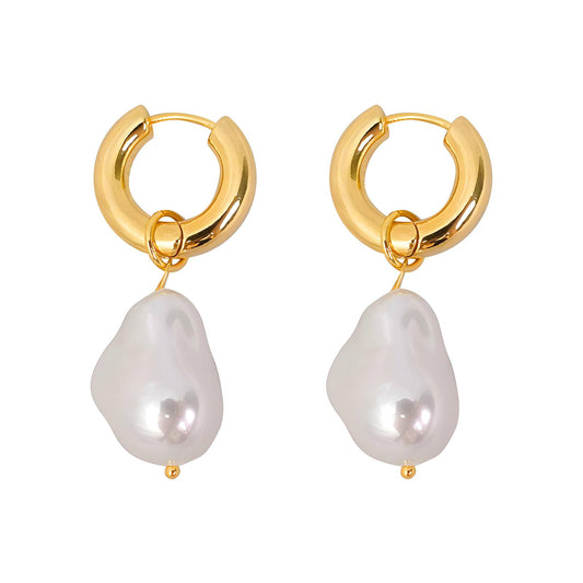 Amara Baroque Pearl Hoop Earrings