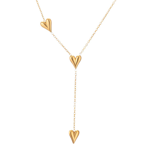 Lila Reversible Four-Heart Drop Necklace