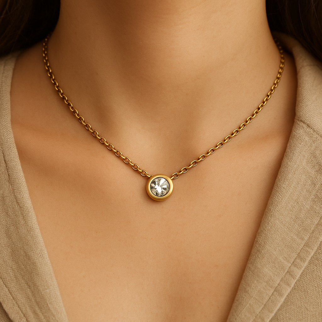 Celeste Gold Bezel Necklace