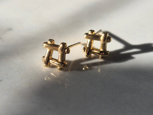 Golden Hashtag Luxe Studs