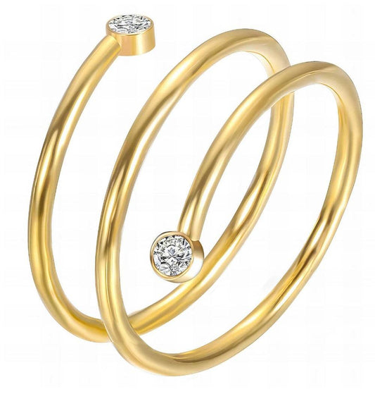 Sovereign Spiral gold ring with double crystal wrap design