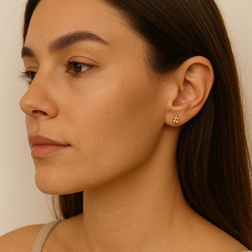 Golden Hashtag Luxe Studs